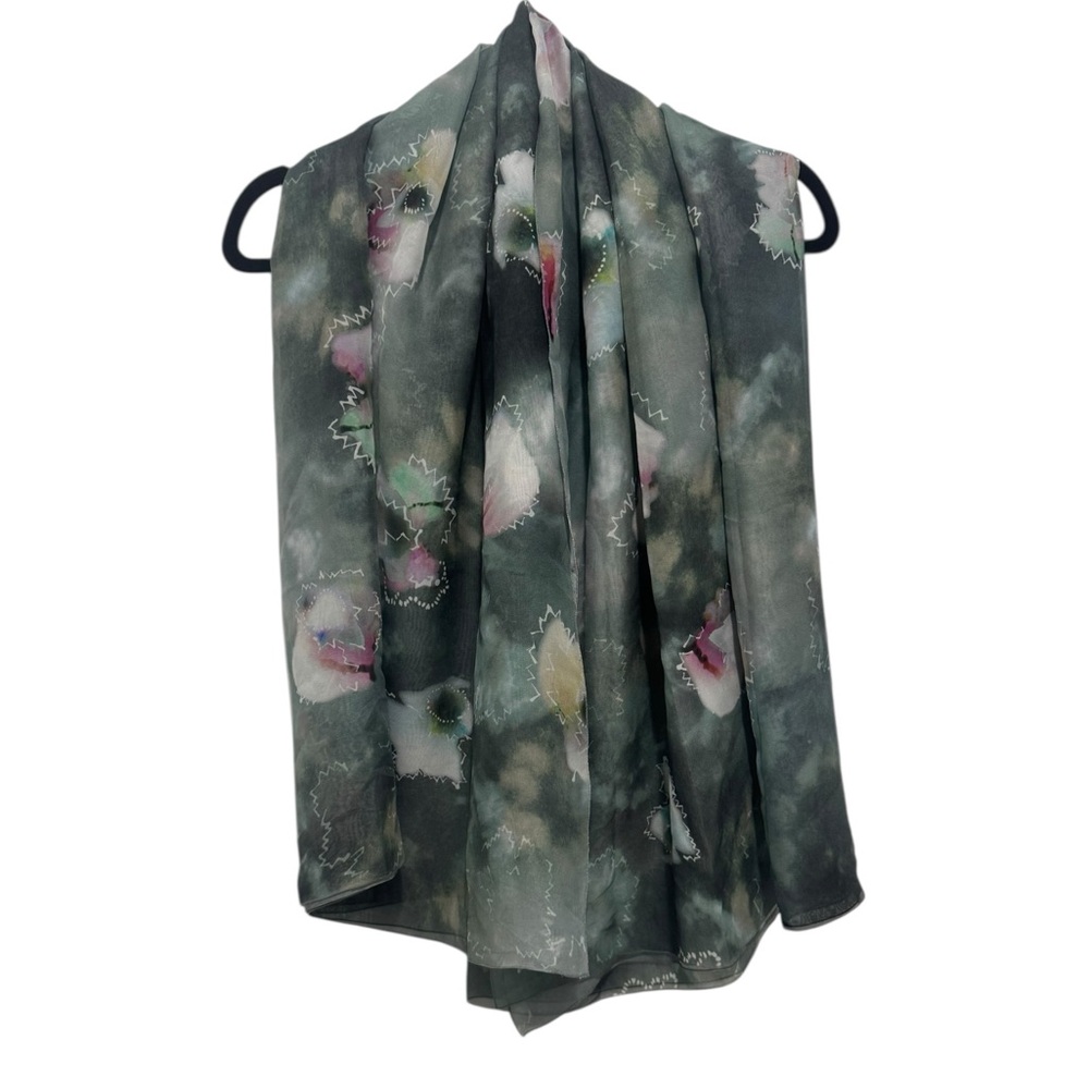 Giorgio Armani Main Line Abstract Floral Silk Scarf, Green/Multi, 55 x 55